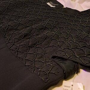 Donna Morgan Petite Beaded Black Cocktail Length US Size 22 Dress NWT